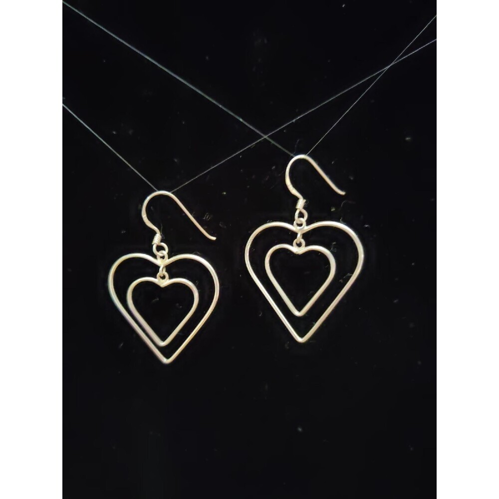 Silver Double Heart Earrings
